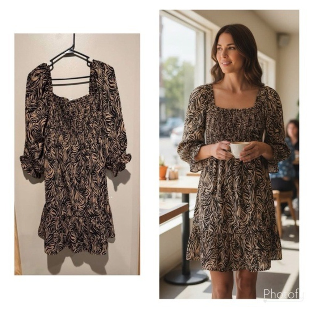 Chic Black and Brown Long Sleeve‎ Dress